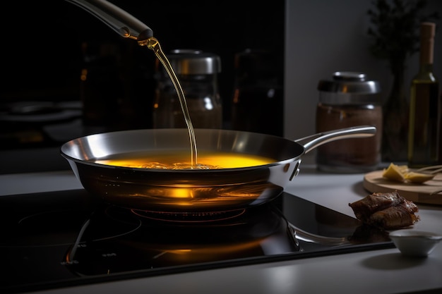 Healthy Culinary Delight Photo of a Person Cooking with Coconut Oil in a Modern Kitchen