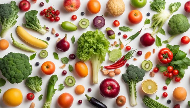 Healthy eating background studio photography of different fruits and vegetables