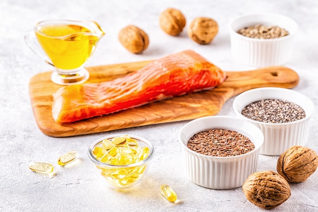 Healthy eating concept Sources of omega 3