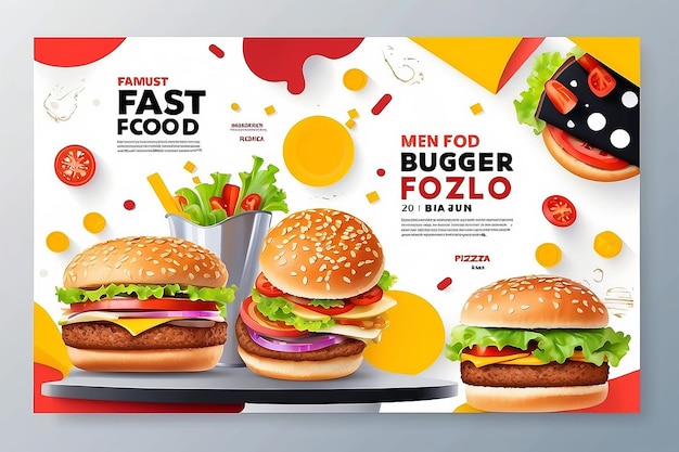 Healthy fast food menu or burger social media marketing banner post