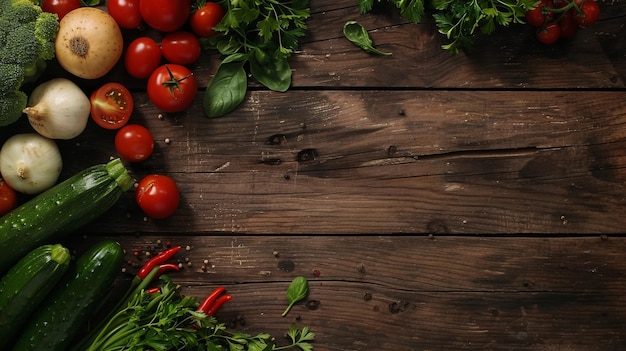 Healthy food backdrop highres product studio photography of assorted vegetables on old wooden table