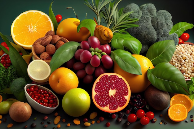 Healthy food background selection Food rich in antioxidant