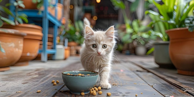 Healthy food for a cat Diet and care of a pet