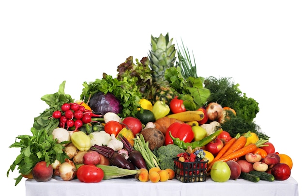 Healthy food. different fruits on wooden table.