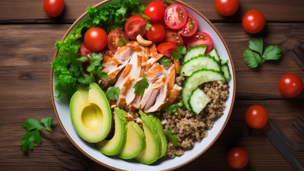 healthy food on a plate vegetables and meat