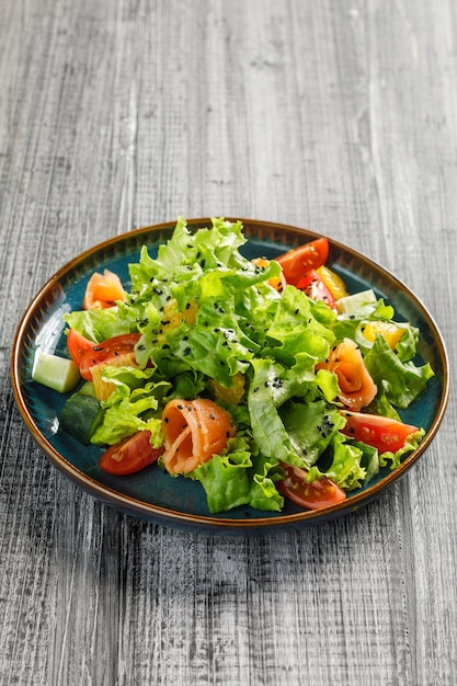 Healthy food Salad with salmon