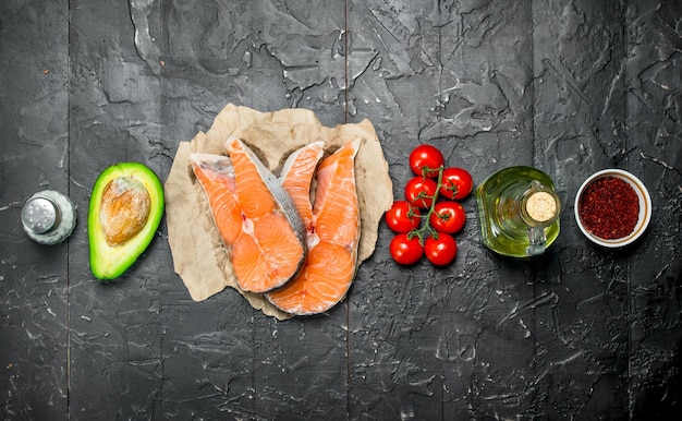 Healthy food Salmon with organic food