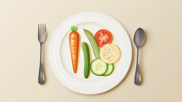 Photo healthy foods plate with portion sizes on different color background