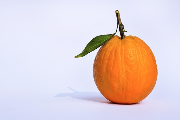 Healthy-Fruits,-Closeup-Orange-with-leaves-on-white-background