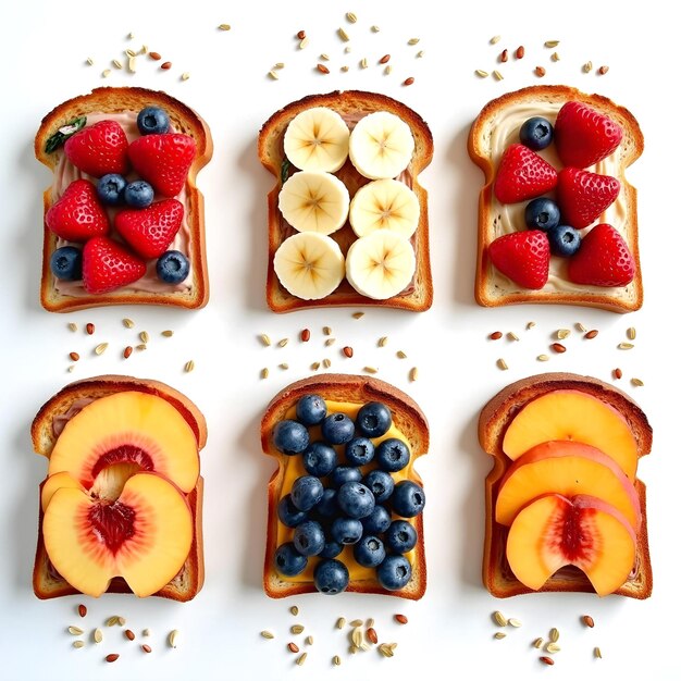 Photo healthy fruittopped toast variations vibrant breakfast ideas with fresh fruits