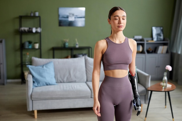 Healthy girl doing relaxation exercise