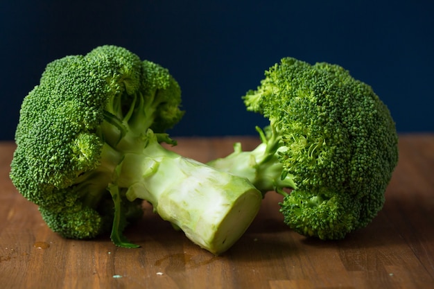 Healthy Green Organic Raw Broccoli Florets Ready for Cooking.