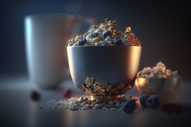 Healthy Homemade Muesli Breakfast Cereal granola barsProper nutrition food set for a healthy lifestyle Healthy eating Fruits vegetables pure water organic Diet Calorie food Beautiful body