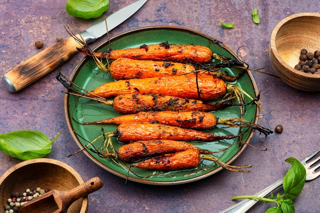 Healthy homemade roasted carrots