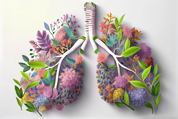 Healthy human lungs benefits of phytotherapy and aromatherapy for human health Green leaves