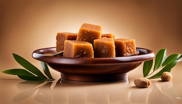 Healthy jaggery still life arrangement