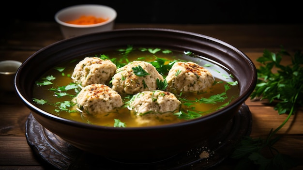 Healthy jewish matzo ball soup