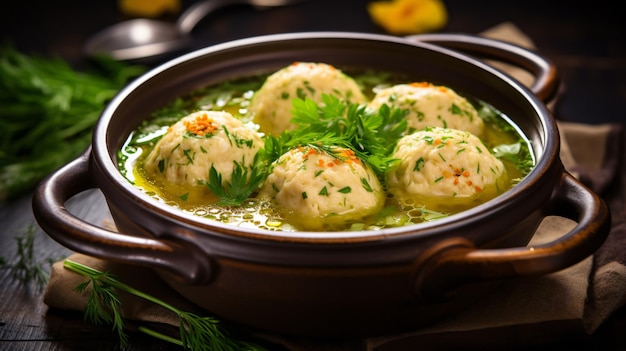 Healthy jewish matzo ball soup