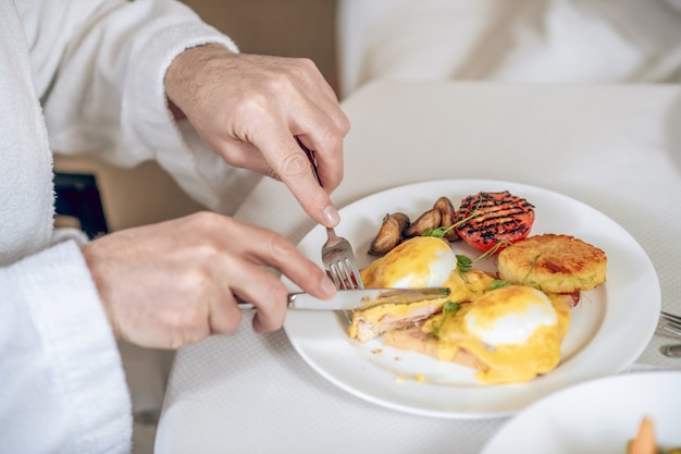 Healthy lifestyle. Two people having a healthy nice breakfast together