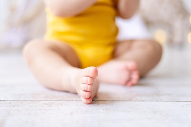 Healthy little baby feet closeup baby fingers baby heels