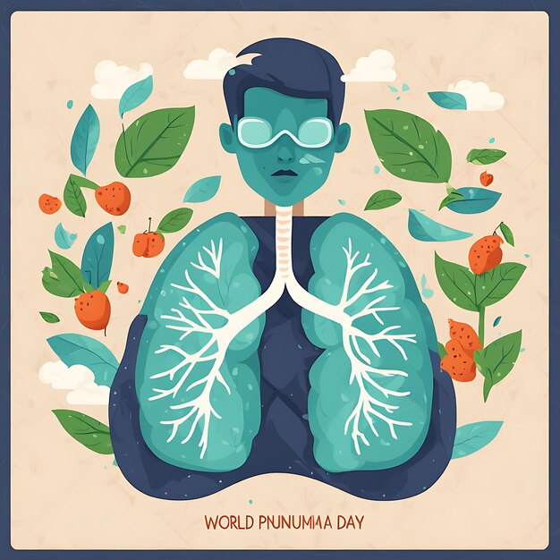 Photo healthy lungs for all world pneumonia day concept in flat design illustration 3d render