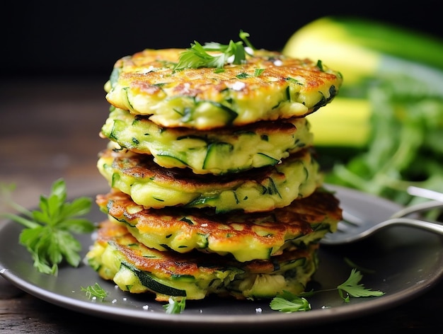 Healthy meatballs with zucchini and herbs in a plate on the table generated ai