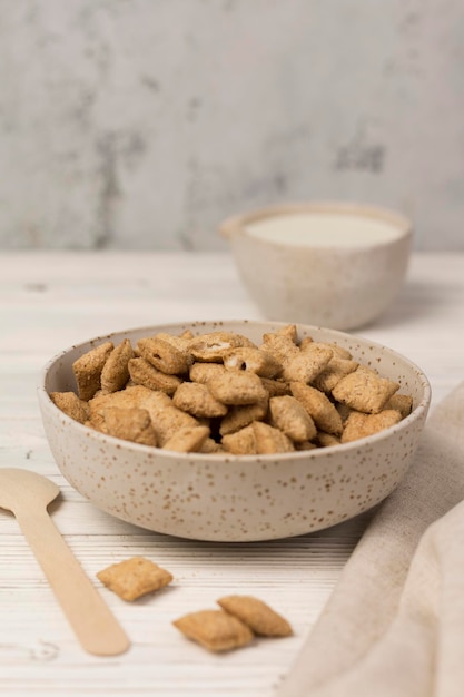 healthy muesli breakfast with milk