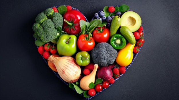 Healthy nutrition eating with fresh fruits and vegetable