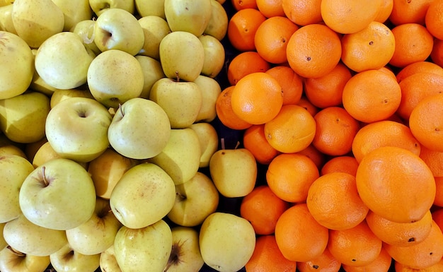 Healthy and Organic Apple and Orange in Bazaar Stand