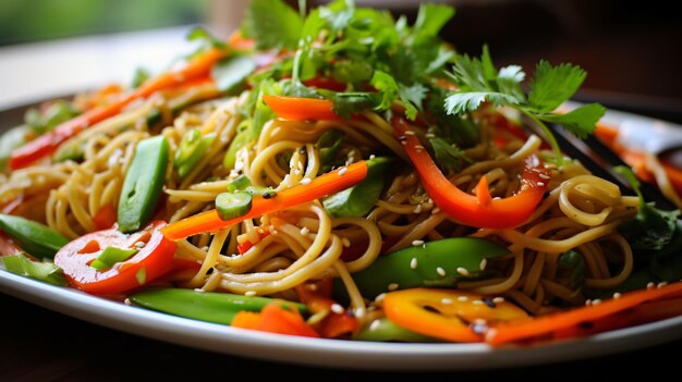 Healthy organic asian noodle salad