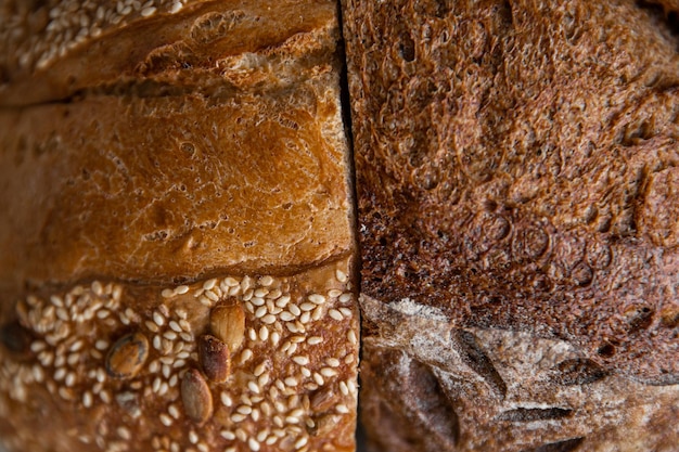 Healthy rye bread slices on the plate on concrete background