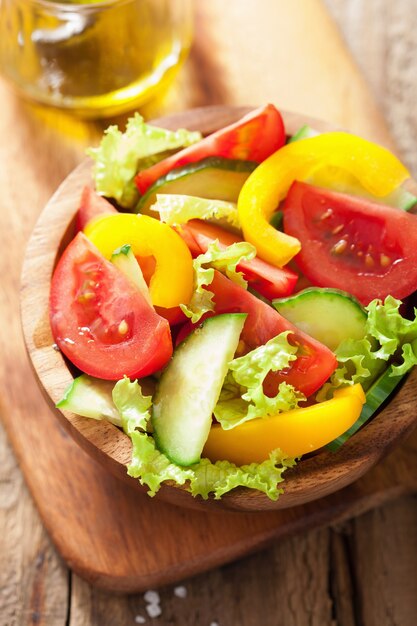 Healthy salad with tomatoes cucumber and pepper