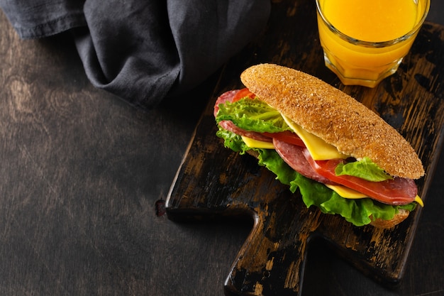 Healthy sandwiches with bran bread