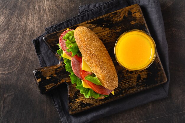 Healthy sandwiches with bran bread