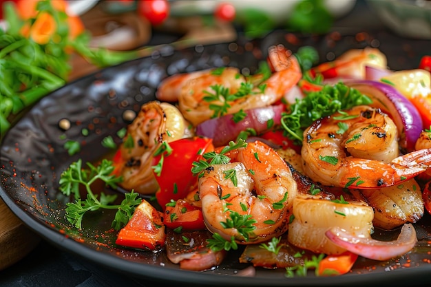 Healthy Seafood Dish with Shrimp Scallops and Vegetables