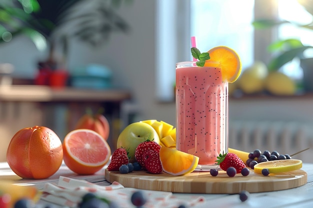 Photo healthy smoothie with fresh fruits