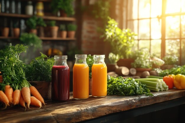 Healthy Smoothies in a Rustic Kitchen