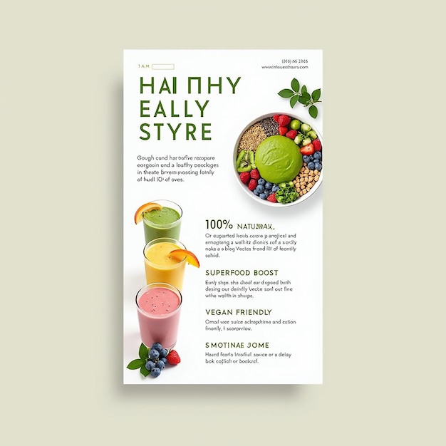 Photo healthy smoothy bar flyer mockup design