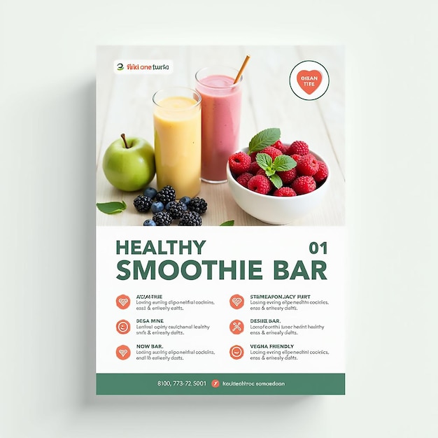 Photo healthy smoothy bar flyer mockup design