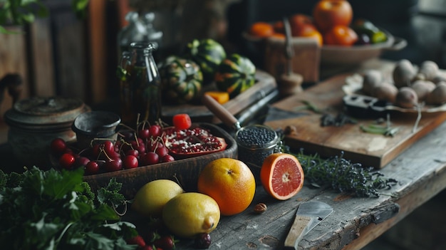 Healthy Snack and Fitness Props on Rustic Table