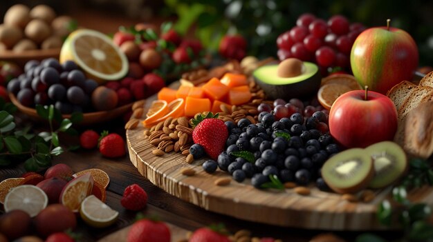 Healthy Snack Platter with Fitness Props Nutrient d