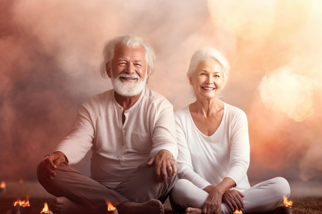 Healthy sport yoga lifestyle for happy retirees