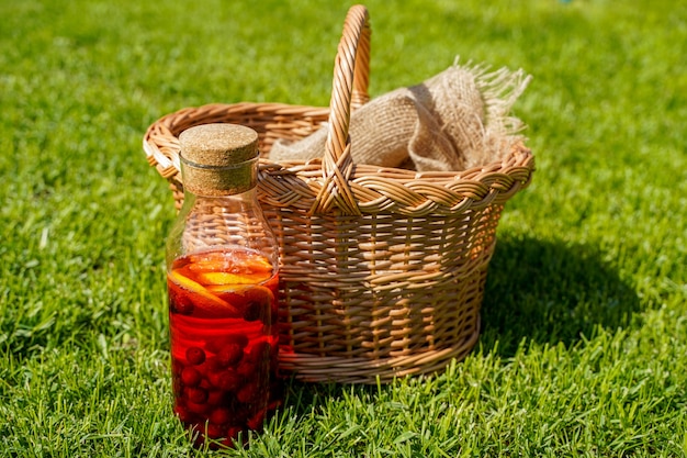 Healthy summer lemonade citrus and berry cocktails organic detox drink antioxidant homemade refreshing drink in a bottle