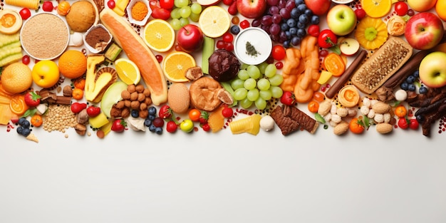 Healthy and unhealthy food background