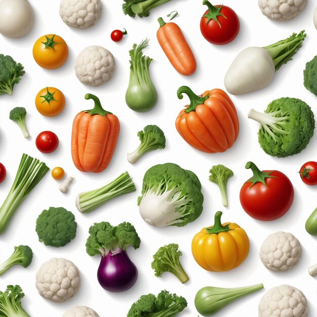 Healthy vegetables pattern image in white background