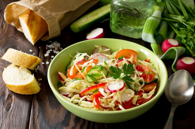 Healthy vegetarian bowl Summer vegetarian salad with vegetables The concept of healthy nutrition