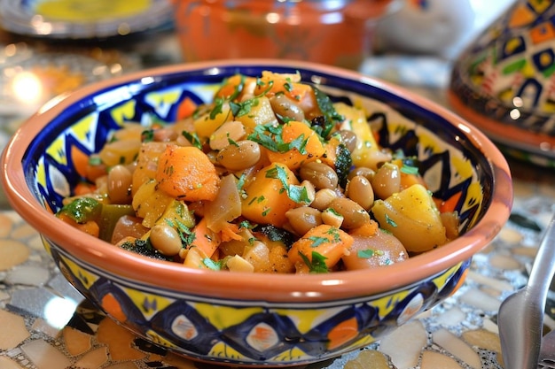 Healthy vegetarian ingredients for cooking moroccan salad