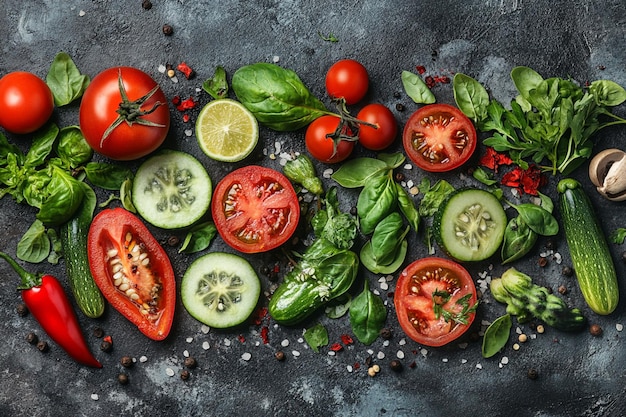 Photo healthy veggie assortment photo