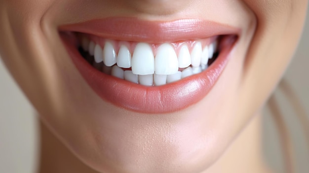 Healthy white teeth and pink gum of a woman beautiful smile Dental care concept