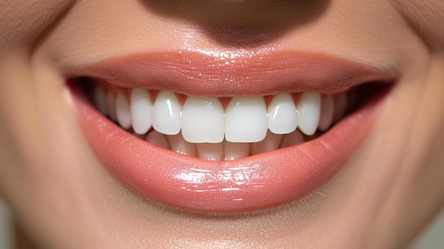 Healthy white teeth and pink gum of a woman beautiful smile Dental care concept